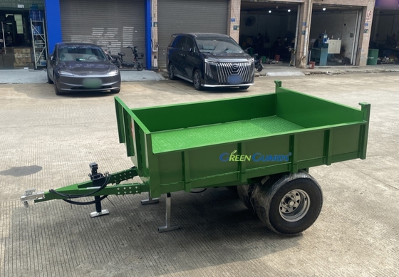 Trailer dump hidrolik pertanian bertenaga PTO OEM 3-10 ton, kapasitas 210*160*30cm, dengan rakitan ban inti